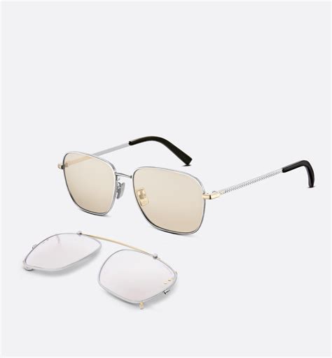 CD Diamond S4U Beige and Silver Mirrored Square Sunglasses